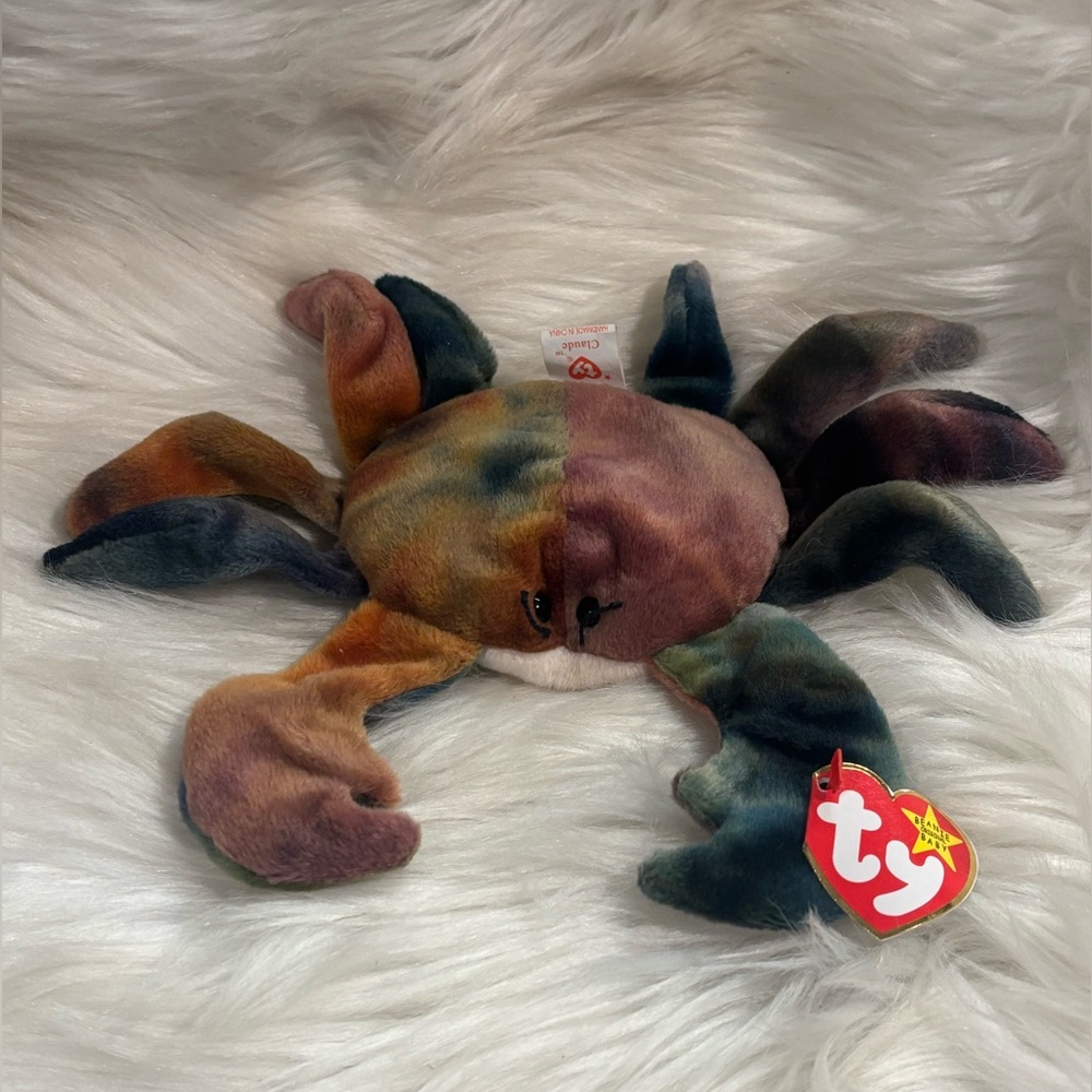Rare Ty Beanie Babies Claude the Crab 1996 Retired with Tag Error